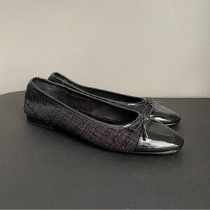 H&M Tweed Metallic Cap Toe Ballet Flats With Bow Women’s size 10 / 41
